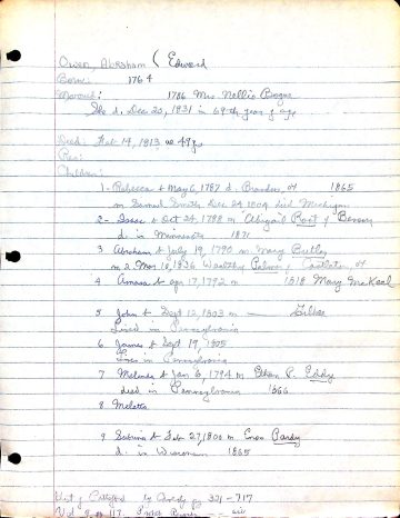 OWEN, Abraham (b. 1764 d. 1813) BOGUE SMITH ROOT BUTLER PALMER EDDY PARDY McKEEL GILKEY